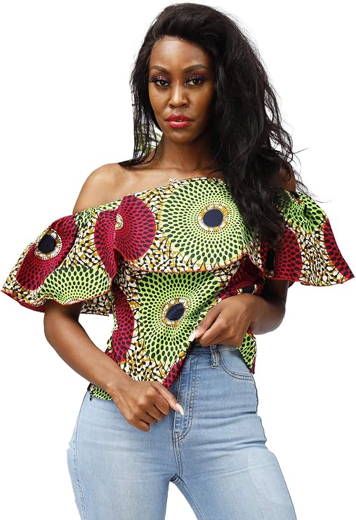 SHENBOLEN Women African Print Top Ankara Shirt