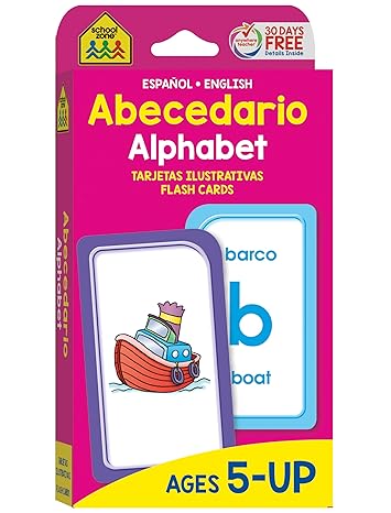 School Zone Spanish Alphabet Flash Cards: 56 Cards, Preschool, Kindergarten, Abecedario Tarjetas Ilustrativas, ABCs, Alphabetical Order, Bilingual, ESL, Language Immersion SpanishEnglish Edition Cards January 7, 2019