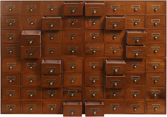 64 Drawer Card Table Art Storage Cabinets, Vintage Catalog Drawers Large Apothecary Cabinet, Library Card Catalog Storage Cabinet Apothecary, Wood Desk Drawer Organizer Brown
