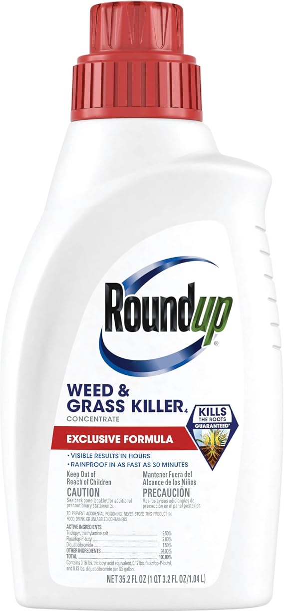 Roundup Weed and Grass Killer4 Concentrate, Use in and Around Flower Beds, Walkways and Other Areas of Your Yard, 35.2 fl. oz.