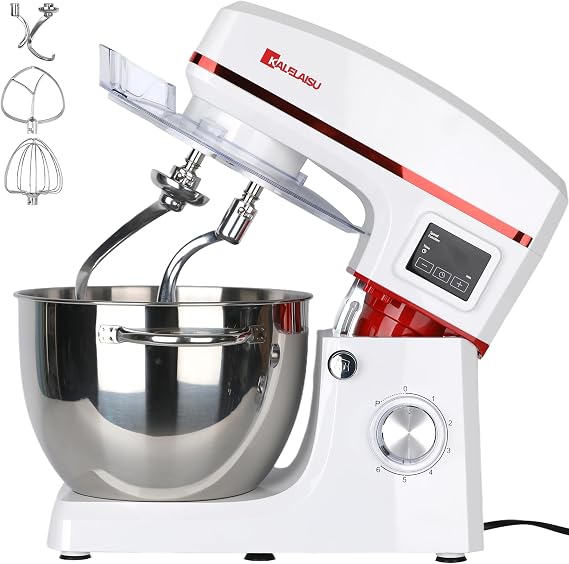 Commercial Stand Mixer, Stand Mixer, 2.8 gal 10 L, Large Capacity, 99 Minute Timer Function, Double Stirring Hook Simultaneous Operation, 4 Types of Attachments, 3 in 1, 7 Levels | Level Speed Adjustment, Tabletop Type, Stand Mixer, Kneading, Whisk, Home and Commercial Use
