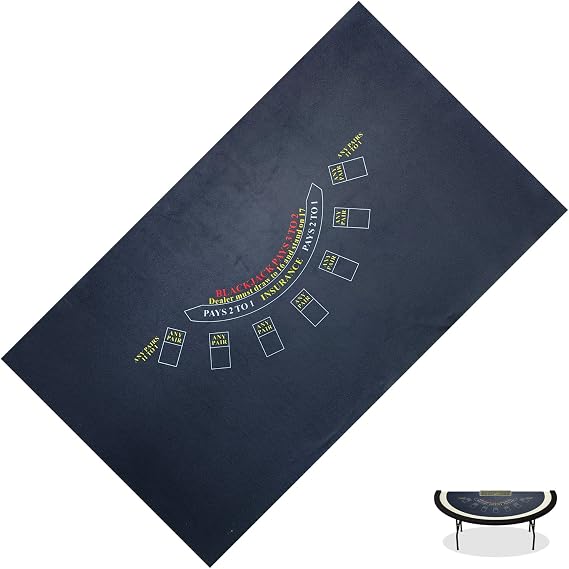 BALIKEN Rectangular 86'' X 50" Blackjack Tabletop Casino Felt Professional Grade Mat