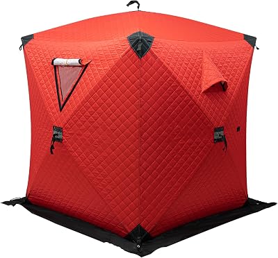 Portable Ice Fishing Tent, 3 Layers of Cotton Insulation Fishing Shelter, Thermal Ice Fishing Tent, 1-2 Person D-Shaped Door Outdoor Ice Shanty for Camping, Hiking, Adventure, Field Trips