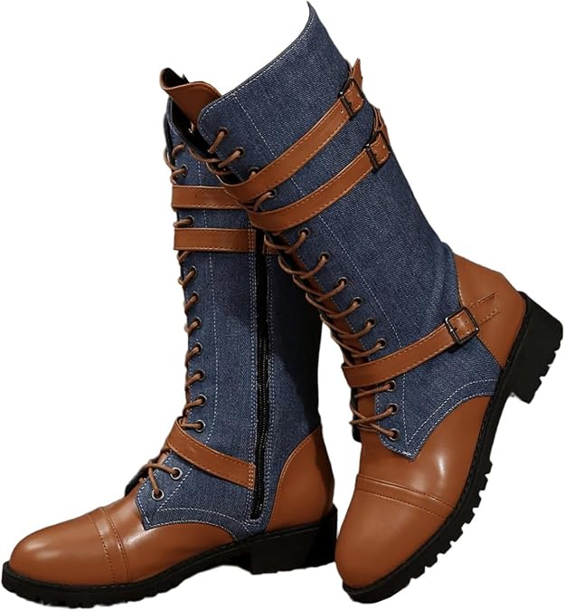 ZKXYFFS Women's Vintage Casual Knee High Boots Fashion Retro Over The Knee Boots Comfortable Block Heel Mid Calf Riding Boots Winter Warm Knight Long Boots