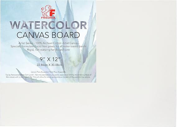 FREDRIX Artist Series Primed Watercolor Archival Canvas Board, 9" x 12"