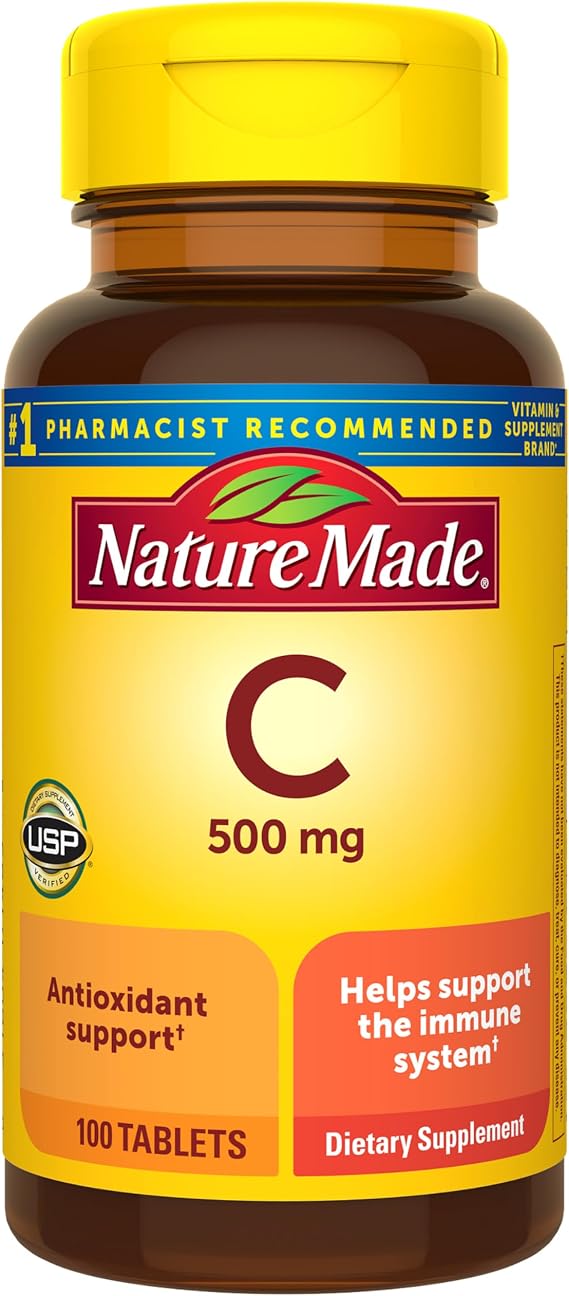 Nature Made Vitamin C 500 mg Tablets for Daily Immune Support, 100 Count | Adult Vitamin C Tablets for Immune Support and Antioxidant Support, 100 Day Supply