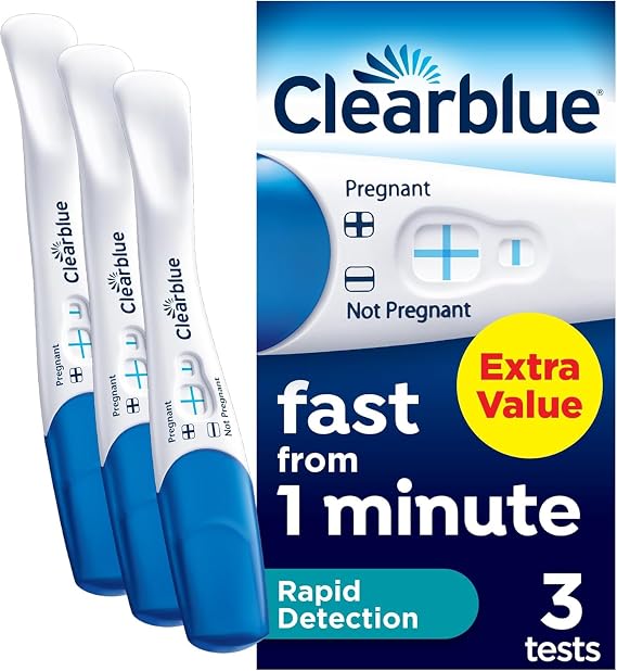 Clearblue Pregnancy Value Bundle: Rapid Detection Pregnancy Tests (3 Tests), Easy at Home Testing - Results As Fast As 1 Minute, Packaging May Vary