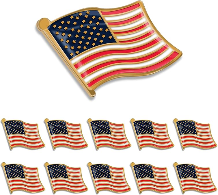12/25/50/100 Pack Enamel American Flag Lapel Pins Bulk Metal Patriotic US Lapel Pins Badge Souvenir For Hat Bag Men Women Gifts in the USA