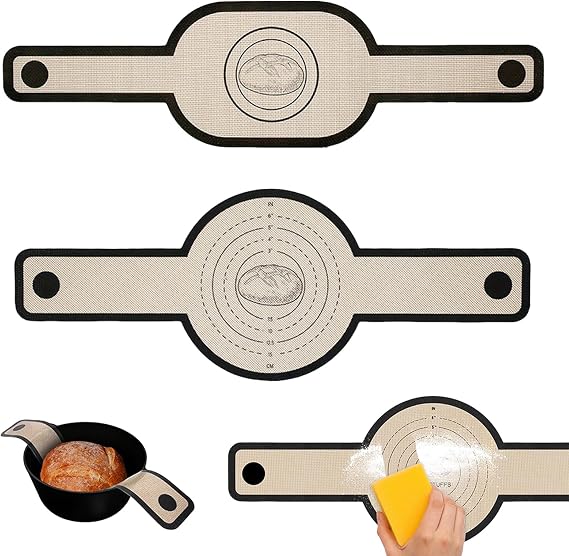 2PCS Bread Sling Set, Silicone Baking Mat for Dutch Oven Sourdough