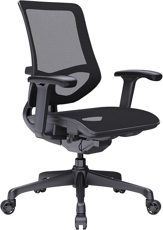 WorkPro 1000 Series Ergonomic Mesh/Mesh Mid-Back Task Office Chair, Black/Black, BIFMA Compliant