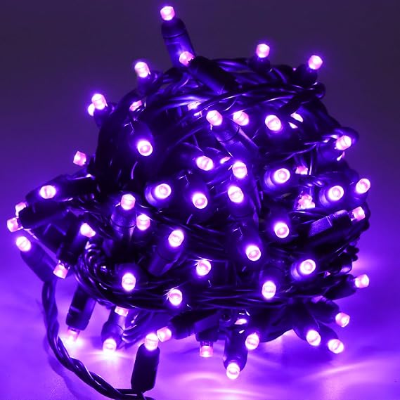 5MM Wide Angle String Lights Outdoor Lighting Party Patio String Lights for Garden Patio Christmas Trees Lighting Decorations, Green Wire (34ft-4in-100-Purple)