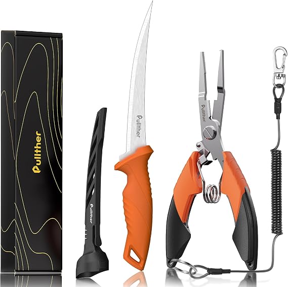 2PC Fishing Tool Kit - 7" Fillet Knife,Fishing Pliers