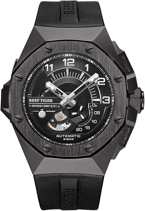 REEF TIGER Top Brand All Black Muti-Functional Automatic Mechanical Sport Watches RGA92s7