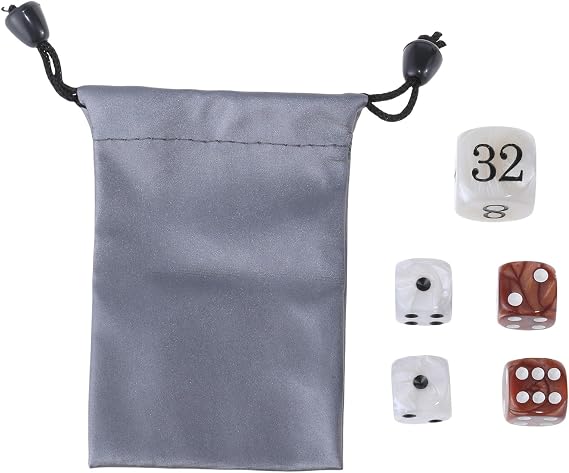 22mm Doubling Cube and Four 16mm Dices Gaming Accessories Set of Acrylics Backgammon Pearls with Storage Bag Backgammon