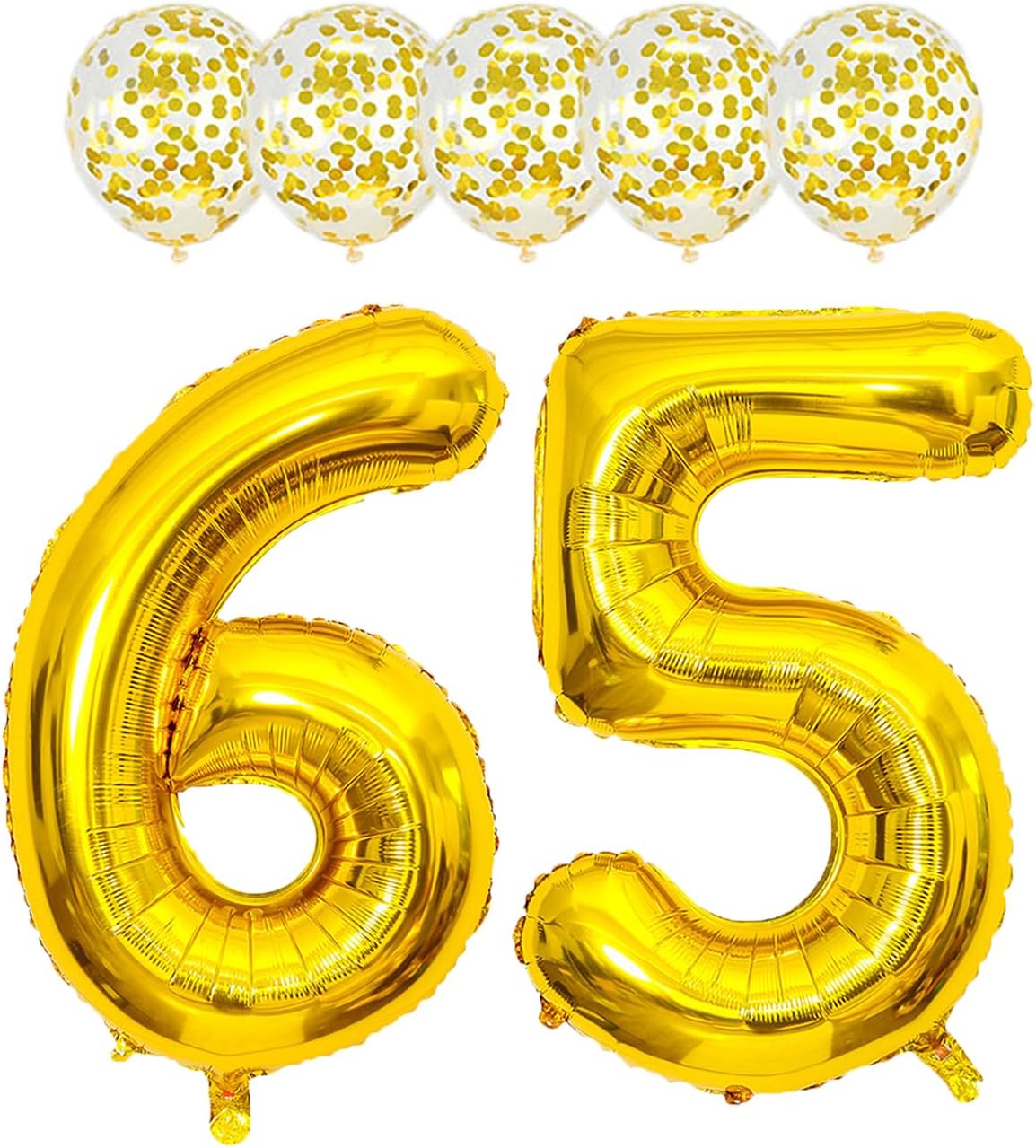 Gold 65 Foil Balloons 40 Jumbo Foil Balloons Confetti Balloons for 65th Birthday Wedding Anniversary Party Decorations