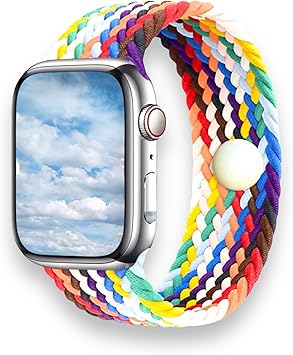 Acupressure Watch Band for Nausea, Motion Sickness & Travel Strap for Stress & Balance Rainbow Nylon Braided Solo Loop - Compatible with Apple Watch (L 38/41)