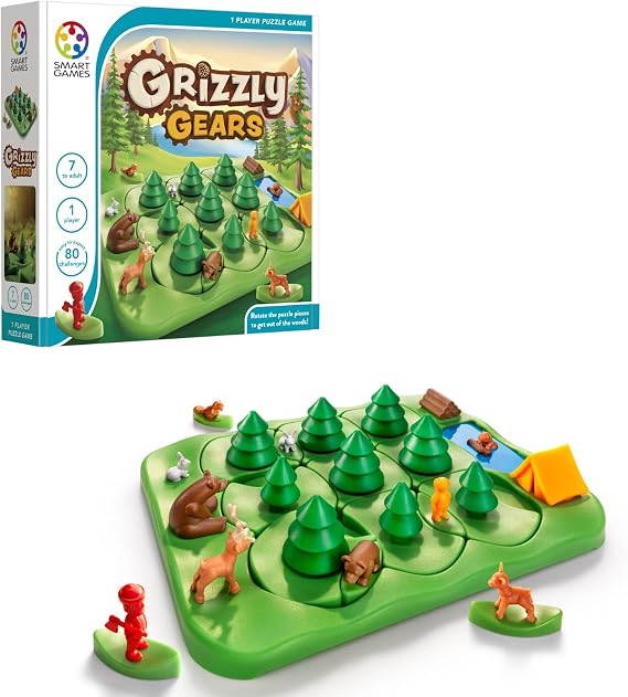 SmartGames Grizzly Gears Rotating Maze Puzzle Game with 80 Challenges for Ages 7+