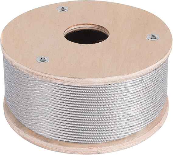 BestEquip 316 Stainless Steel Cable 250FT Stainless Steel Wire Rope 3/16 Inch 1x19 Steel Cable for Railing Decking DIY Balustrade (250FT)