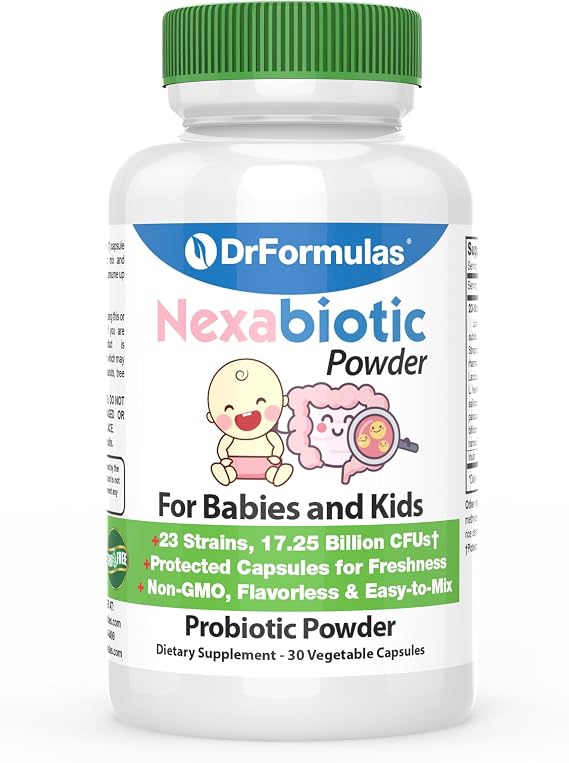 DrFormulas Nexabiotic Probiotic Powder for Babies, Infants & Kids Probiotics with Saccharomyces Boulardii, L. Acidophilus, B. Infantis Better Than Gripe Water or Baby Drops, 30 Servings