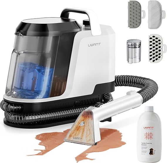 uwant Carpet Cleaner Machine 18Kpa Powerful Suction Upholstery Cleaner for Pet, Portable Carpet Cleaner with Cleaning Tools&Self-cleaning Set of 1 for Spot, Cars,Rug,Furniture