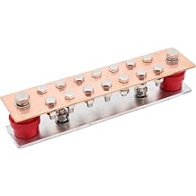 Copper Ground Bar Kit, with 14 Terminal Positions, Copper Grounding Busbar Bar (.157" x 2.36" x 10.23") Kit