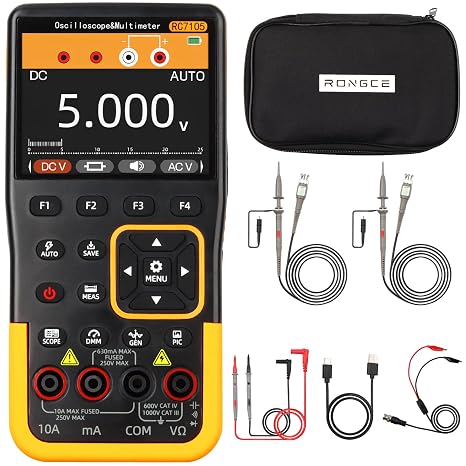 3IN1 Oscilloscope Handheld Digital Held 2 Channel USB Multimeter Kit Osciloscopio Automotive Automotriz Multi Testers Meter Multimetro Digital Professional (Oscilloscope1pcs)