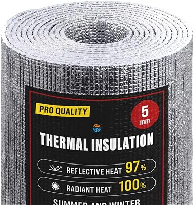Japard Window Insulation for Winter, Double Sided 5mm Reflective Insulation Roll, 39.3 inches Wide by 16.3 feet Long, Aluminum Foam,Radiant Barrier kit for Garage Doors and Walls