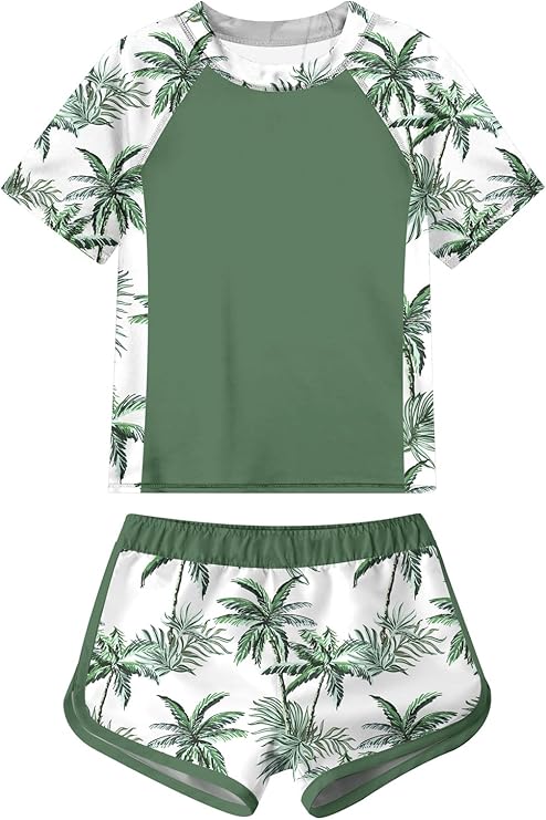 ADUKIDE Girls Rash Guard Swimsuit Kids Two Piece Bathing Suit UPF 50+ Summer Beach Swim Suit Size 7-18T