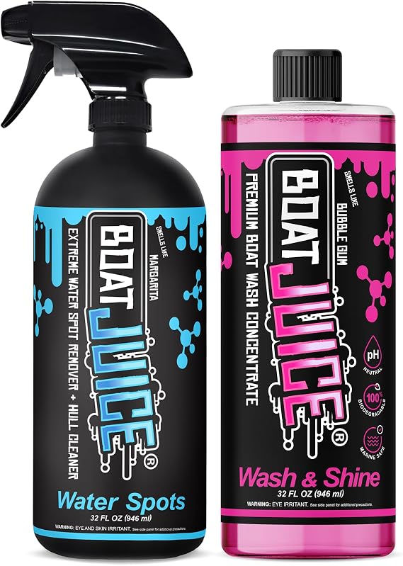 Boat Juice Extreme and Boat Wash & Shine - Extreme Boat Water Spot Remover & Hull Cleaner, Boat Wash Soap, Boat Soap Marine