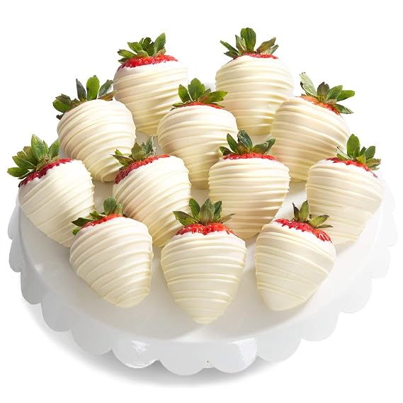 12 White Chocolate Covered Strawberries Gift Box, Gourmet Chocolate Dipped Strawberry Gifts for Birthdays, Holidays & Special Occasions