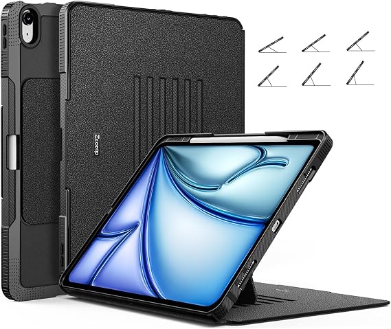 ZtotopCases for iPad Air 13 Inch Case M4 / M3 / M2 (2026/2025/2024), Auto Wake/Sleep, Multiple Viewing Angles Cover with Apple Pencil Charging, Full Protective for Table, Black