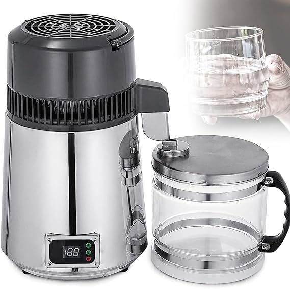 Water Distiller,Distilling Pure Water Machine for Home Countertop Table Desktop,Distill Distilling Water Purifier Distillers to Make Clean Water (Silver 110V)