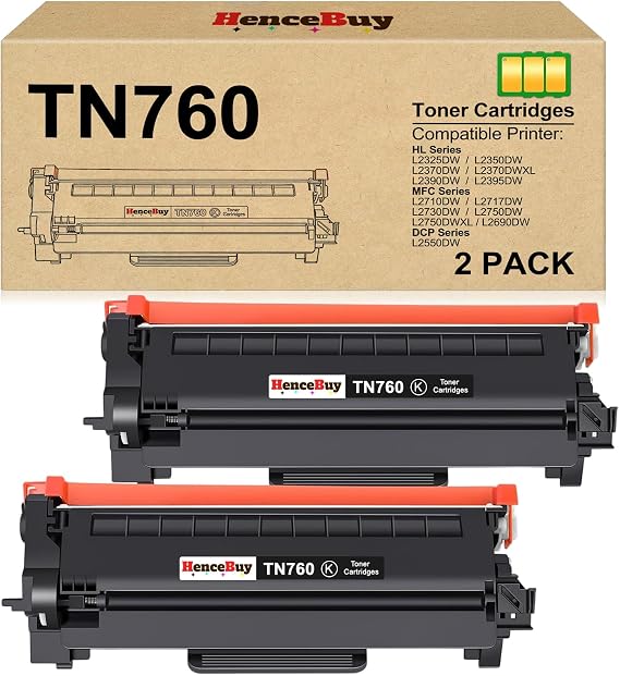 TN760 Toner Cartridges Replacement for Brother Toner TN-730/TN-760 Compatible HL-L2350DW MFC-L2710DW MFC-L2750DW HL-L2395DW HL-L2370DW DCP-L2550DW HL-L2390DW (Black, 2 Pack)