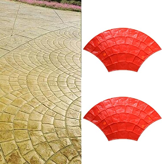 UrbanUp Concrete Stamp Set of 2 Non Slip Pattern Concrete Texture Mat, Realistic Stone Tile Concrete Stamp Molds for Sidewalk/Paths, DIY Concrete Stamps Seamless