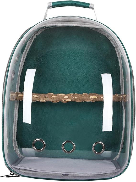 Gralara Bird Backpack Carrier for Parrots with Window for Small and Medium Birds, Green