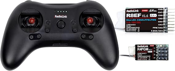 Radiolink T8S 8 Channels 2.4GHz RC Transmitter and Receiver R8EF+R4FGM RX, Remote and Controller Built-in Rechargeable Battery for Quad/Airplane/Car/Boat and More (Mode 2 Left Hand)