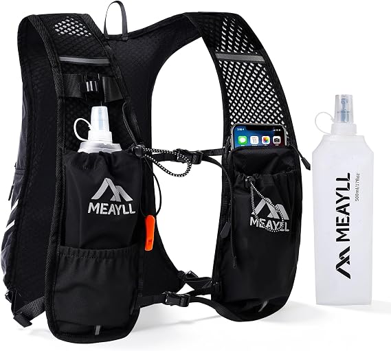 Running Vest Women & Men, Hydration Vest with 500ml TPU Water Bottle, Lightweight Comfortable Running Backpack, 7L Capacity Fits 2L Bladder for Trail Running Cycling Hiking Marathons