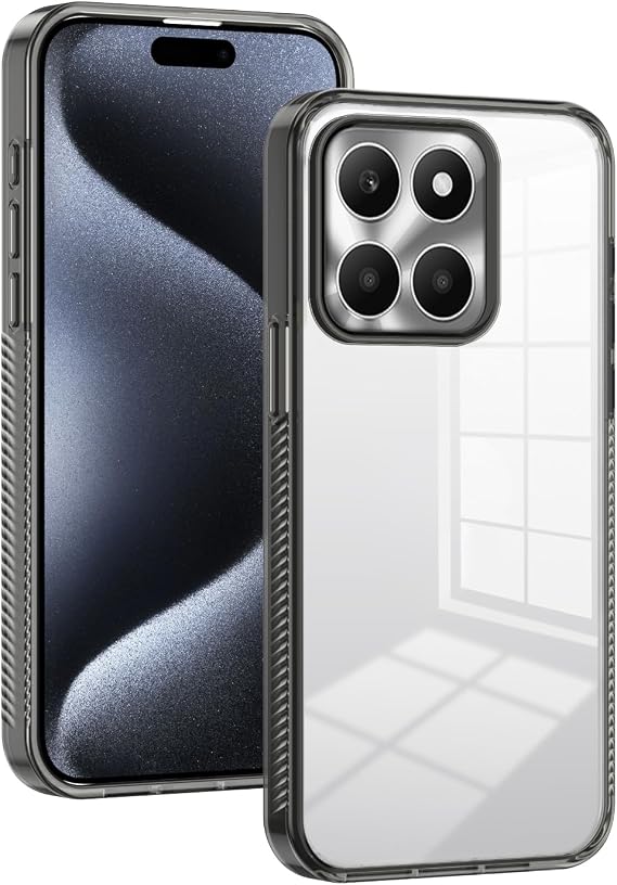 Compatible with Honor X6a Case Cover,Compatible with Honor X6a WDY-LX1 WDY-LX2 Transparent Hard Acrylic pc Hard Back Plate Shockproof Protective Case Black