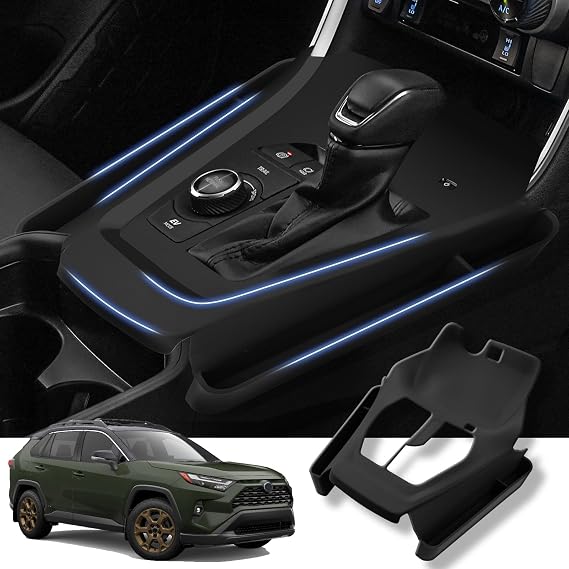 Autorder Silicone Center Console Organizer for 2019-2025 Toyota RAV4 Accessories Seat Gap Storage Box Soft Gear Shift Panel Trim Cover