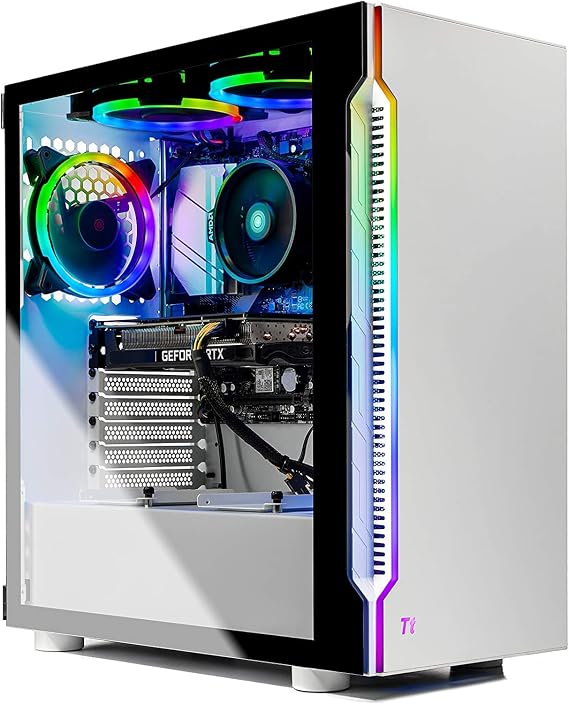 Skytech Gaming PC Desktop AMD Ryzen 5 3600 3.6 GHz, RTX 3050, 500GB NVME SSD, 8G DDR4 3200, 600W Gold PSU, AC Wi-Fi, Windows 10 Home 64-bit,White