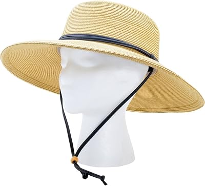 Sloggers Womens Wide Brim Braided UPF 50 Hat Light Brown