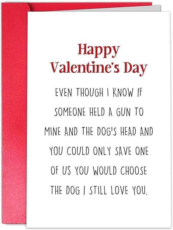 TQDaiker Funny Valentines Day Card for Boyfriend Husband, Dog Valentines Day from Girlfriend Wife, Happy Valentines Day for Him Her