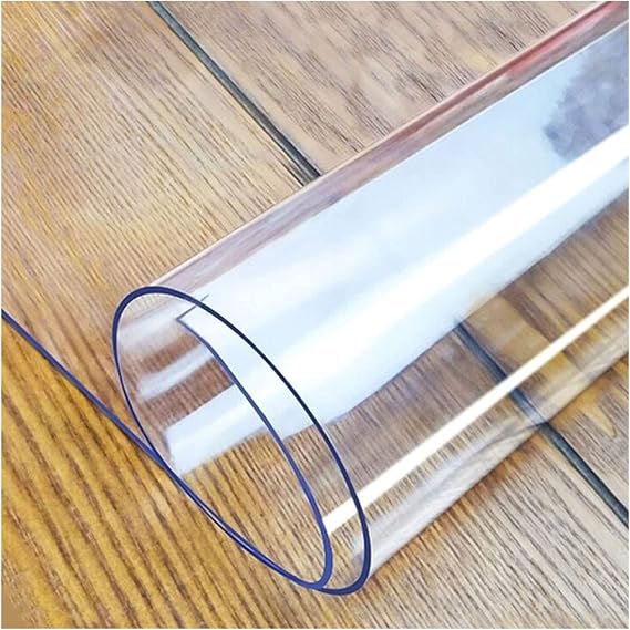 SSFMSF Transparent Plastic Tablecloth PVC Material Table Protective Film, Waterproof, Oil-Proof, Stain-Proof, Durable, Customizable Size and Shape.1mm- 25x25cm