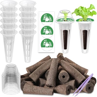79 Pcs Seed Pod Kit Compatible with Aero Garden and All Brands - Grow Anything Kit for Indoor Garden Hydroponics Growing System with 24 Grow Sponges, 12 Grow Baskets, 12 Domes, 30 Labels & 1 Tweezer