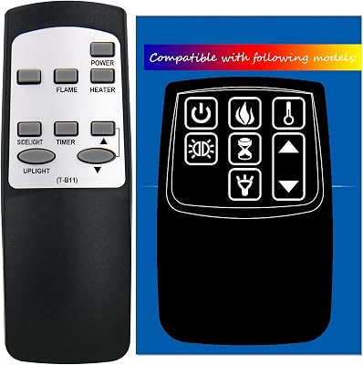 Replacement for Twin Star Home Decorators Collection Duraflamee Electric Fireplace Stove Heater Infrared Remote Control 36HF100GRG 36HF100GRG-01 47HF100GRG 47HF100GRG-01 36II100GRG 47II100GRG T-B11
