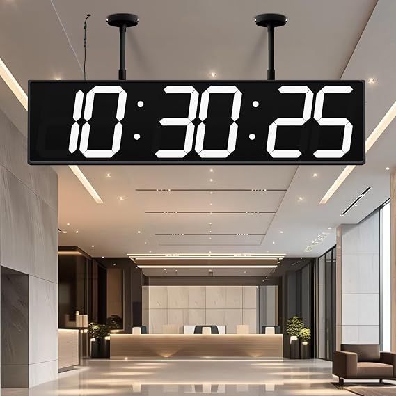 CHKOSDA 28 Inch Large Double Sided Digital Wall Clock - White | 164ft Visibility, Remote Control, Timer, Date & Temp, Hanging Design, for Hallway, Hospital, Warehouse, Factories