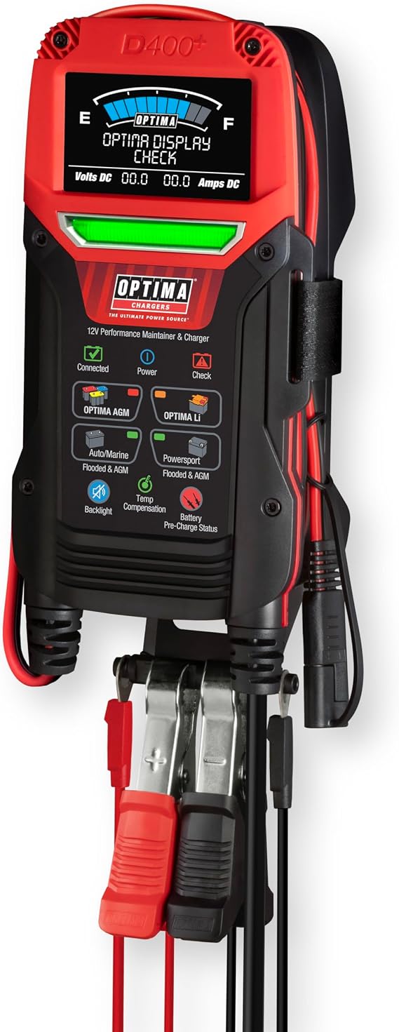 OPTIMA Batteries Digital 400+ 12 Volt Battery Maintainer and Charger | For AGM, Lithium, Automotive, Marine and Powersport Batteries