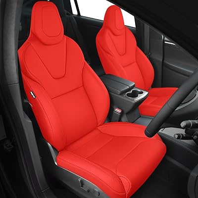 FREESOO Customized Seat Covers for Tesla Model X 6 Seats 2016 2017 2018 2019 Faux Leather Seat Covers Full Set Accessories, 3 Row - Red