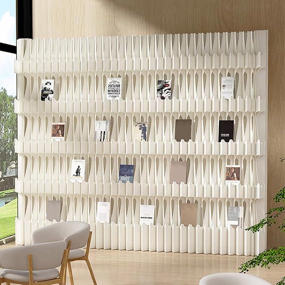 Room Divider, Folding Privacy Screens, Portable Retractable Room Divider Paper Screen Partition,Home Office Hotel DIY Indoor Decoration Mobile Wall(2-3m*1.6m/6.56-9.84 * 5.24ft,White)
