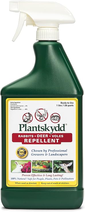 Plantskydd 32 Ounce Ready to Use Spray Bottle, Organic Repellent for Deer, Rabbits, Elk, Moose, and Voles